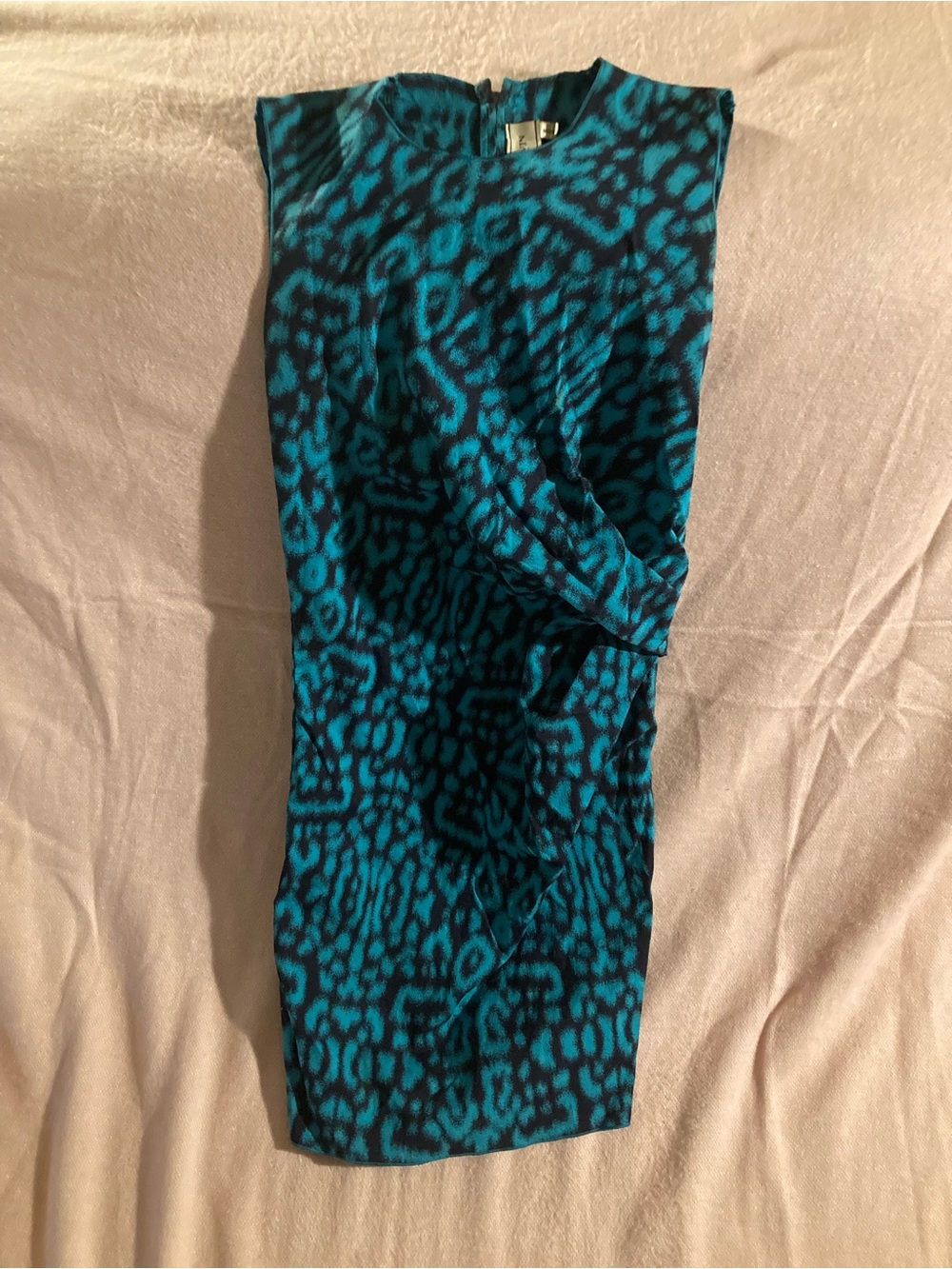 Lanvin Teal and Black Animal Print Skirt